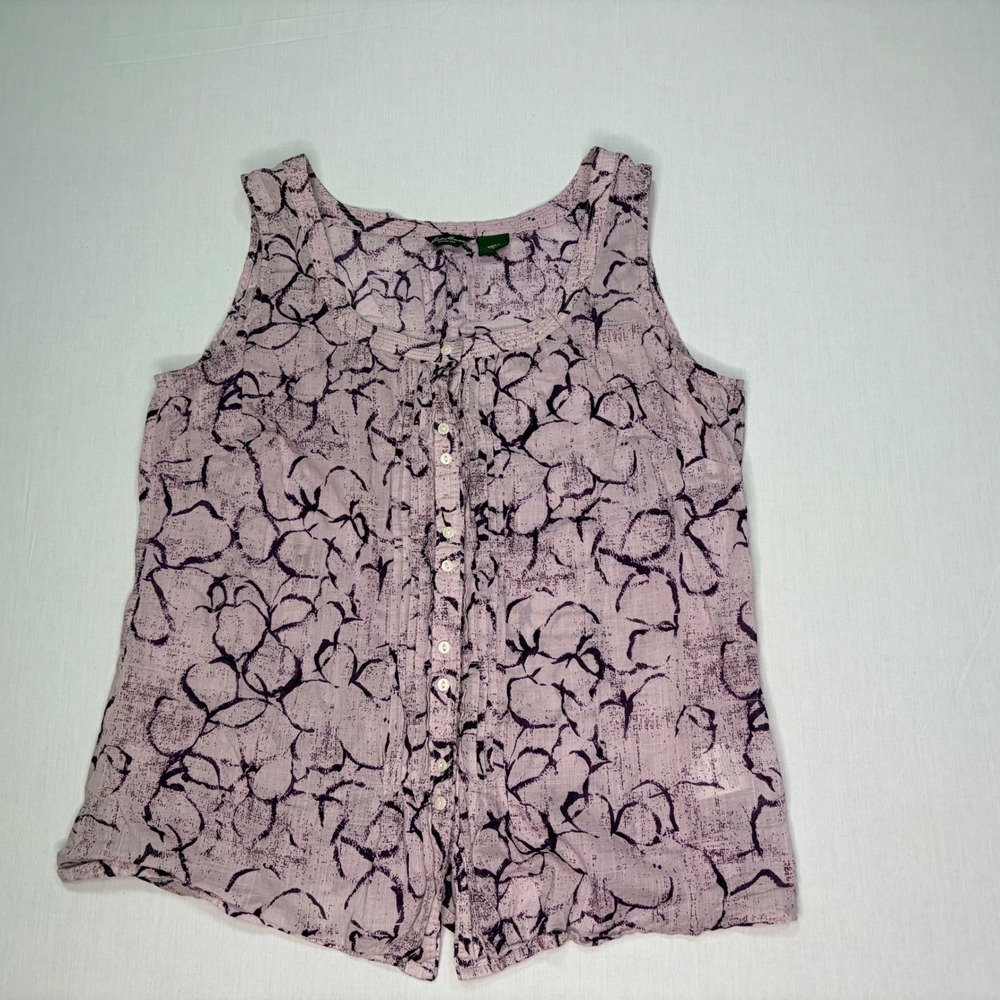 Eddie Bauer Floral Sleeveless Button Down Top Lilac Purple Woman's Size Medium - Picture 2 of 6